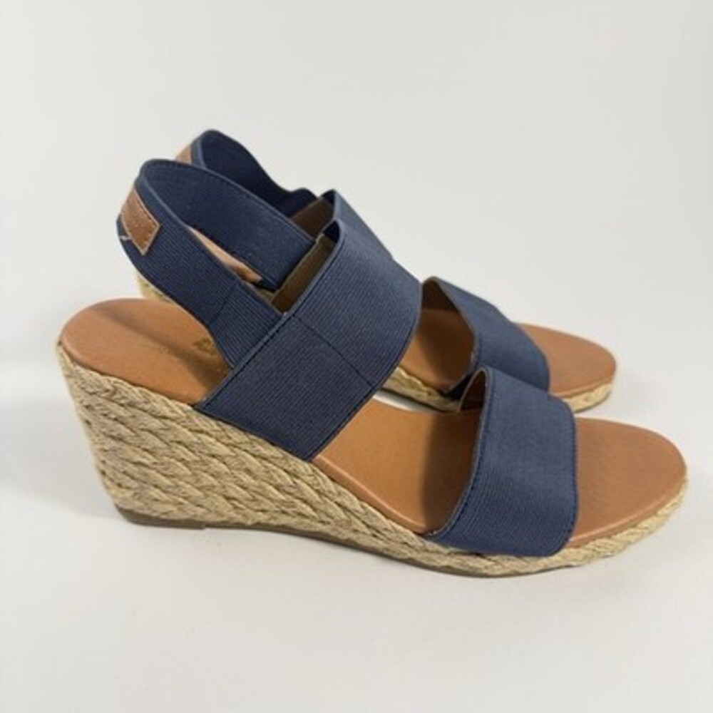 Tommy Bahama Stacey Sandals Women 8 M Navy Blue Espadrille Wedge Shoes Slingback